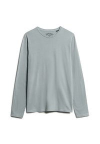 Lichtgrijze lange mouw t-shirt gemaakt van zachte stof, met een ronde halslijn en een eenvoudig, onopgesmukt ontwerp zonder patronen.