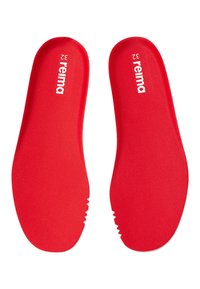 Sole rosse realizzate in materiale morbido, con superficie testurizzata per una migliore aderenza e design sagomato al tallone. Marcate con "reima" e taglia 32.