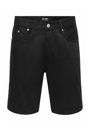 Sorte denimshorts med frontknap, bæltestropper og fem-lomme design fra Only & Sons.
