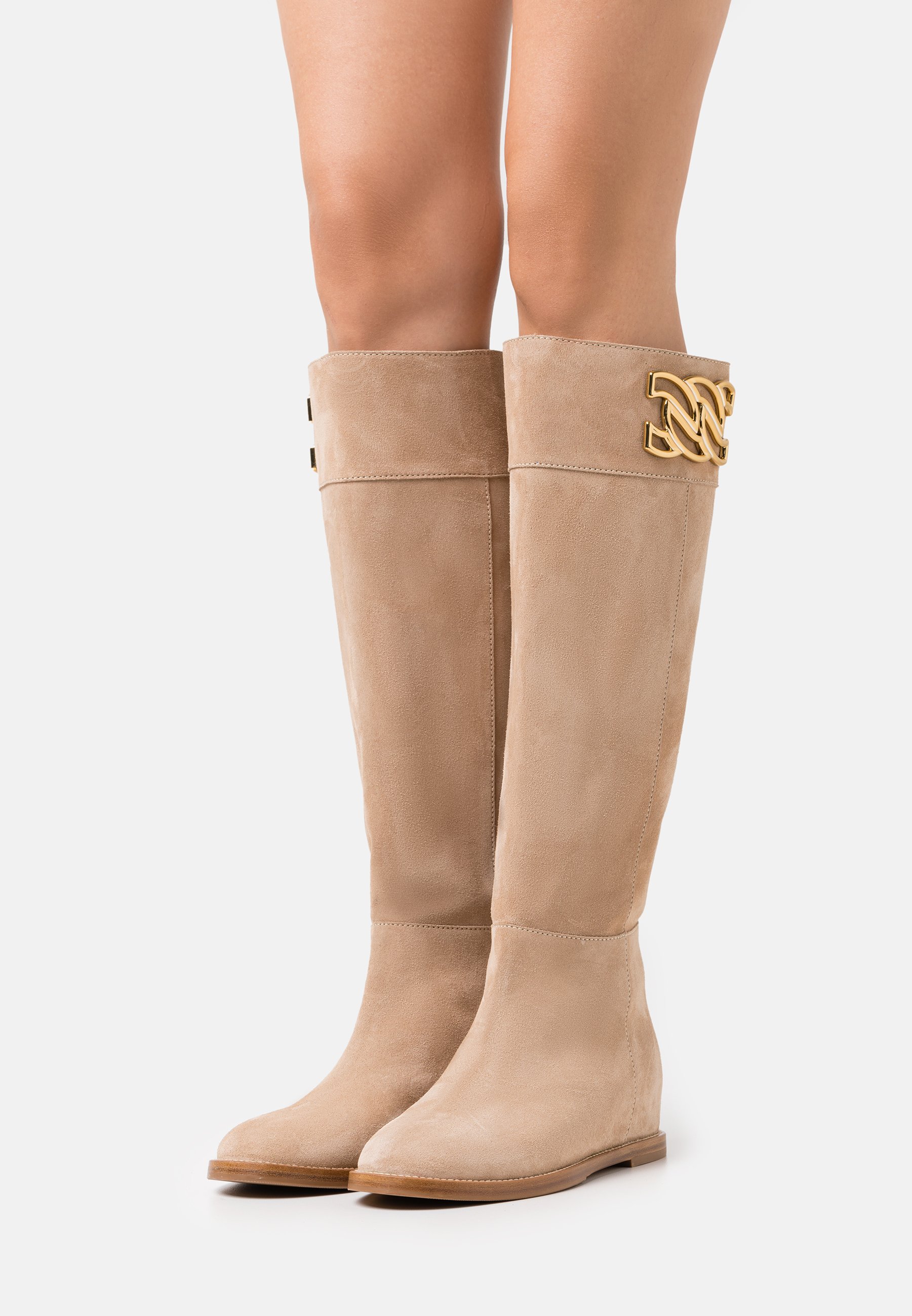 beige wedge booties