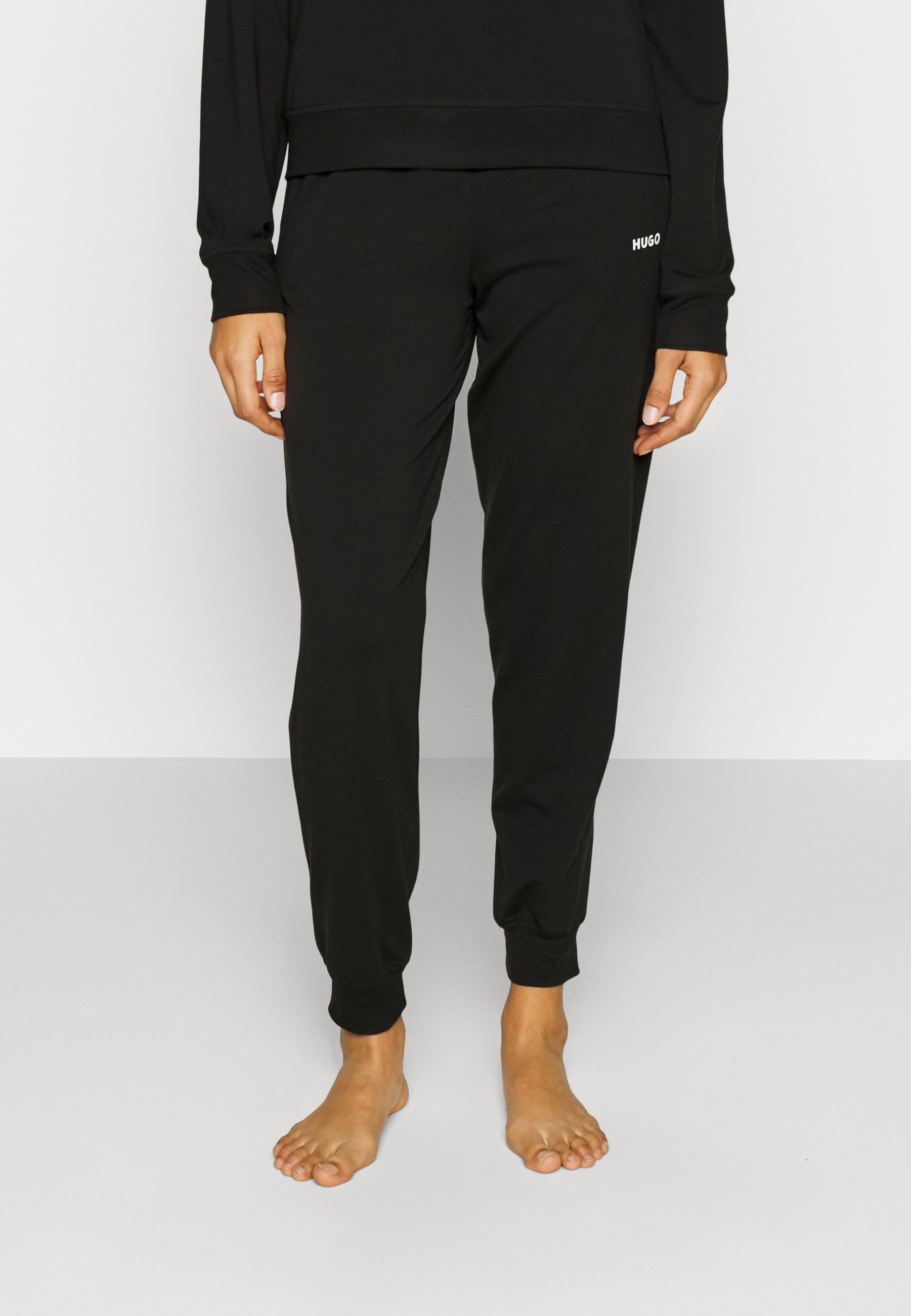 HUGO - Cuffed pyjama bottoms in stretch jersey with logo waistband