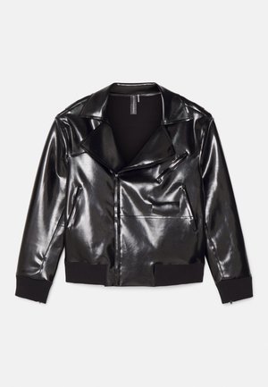 Norma Kamali OVERSIZED MOTO JACKET - Imitatieleren jas - black