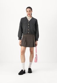 Vero Moda VMLEAF V-NECK - Cardigan - dark grey melange