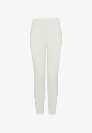 Baltos tamprės su aukštu, lygiu juosmeniu. Prigludusi siluetas siaurėja ties kulkšnimis, pagamintos iš minkštos, be siūlių medžiagos.