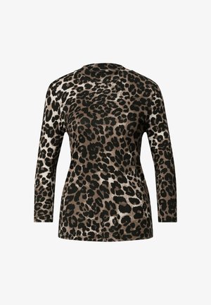 Street One, 3/4-SLEEVE SHIRT WITH A TURTLENECK AND LEOPARD PRINT - T-shirt à manches longues - black