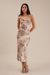 WAL G. - NICOLETTE PRINTED DRESS - Kokteilinė suknelė / vakarėlių suknelė - champagne/khaki Miniatiūros vaizdas 1