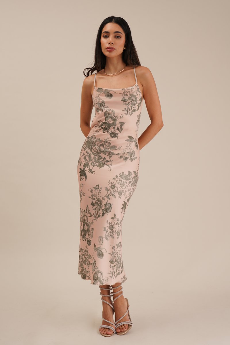 WAL G. - NICOLETTE PRINTED DRESS - Kokteilinė suknelė / vakarėlių suknelė - champagne/khaki, Padidinti
