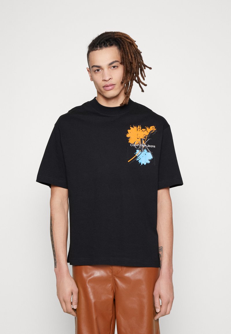 Calvin Klein Jeans FLOWER LOGO TEE - Printtipaita - ck black