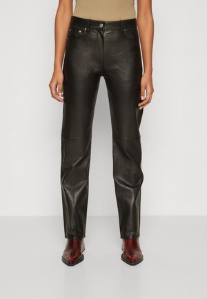 TROUSERS - Odinės kelnės - black