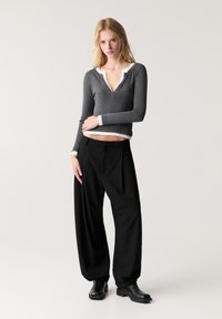 PULL&BEAR DOUBLE-LAYER  - Majica z dolgimi rokavi - dark grey