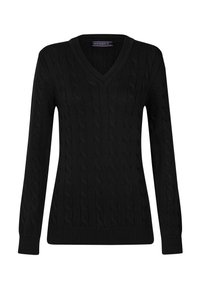 CABLE V-NECK - Trui - black