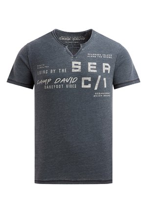 Camp David, CAMP DAVID AUSBRENNER-SHIRT MIT USED LOOK UND LABEL PRINTS - Print T-shirt - blue navy