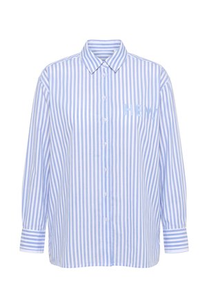 MIAMODA, STREIFENBLUSE, KAVIARPRINT-SCHRIFTZUG, LANGARM - Skjortebluser - swell blue