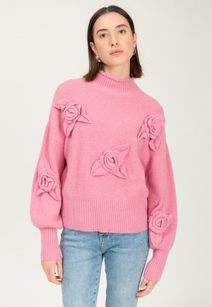 FLORAL APPLICATION  - Striktrøje - pink