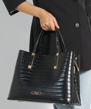 Dune London, DORRY - Handtas - black-synthetic croc