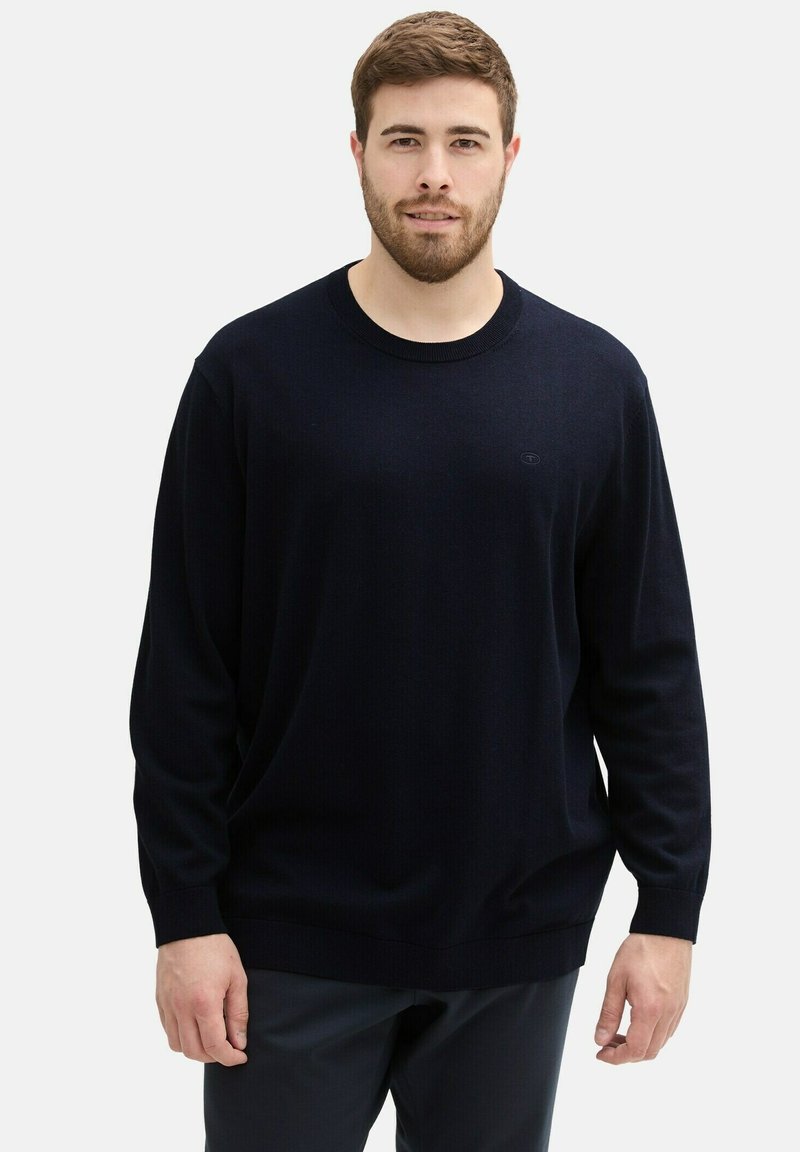 TOM TAILOR PLUS - MIT LOGO - Trui - knitted navy melange