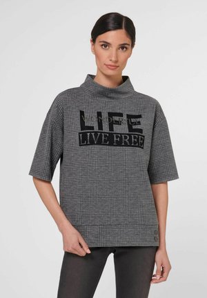 HALBARM MIT PRINT UND ZIERSTEINEN - Print T-shirt - anthracite