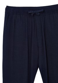 Pantaloni da pigiama blu scuro realizzati in un tessuto morbido, con vita elastica e coulisse regolabile, dal design comodo e rilassato.