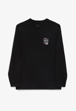 Sort langærmet t-shirt i bomuld med rund halsudskæring. Har en lille flerfarvet Vans-grafik på brystet.