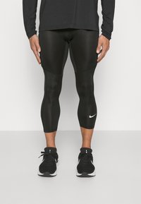 Nike Performance - 3/4 garuma sporta bikses - black/white Miniatūras attēls 1