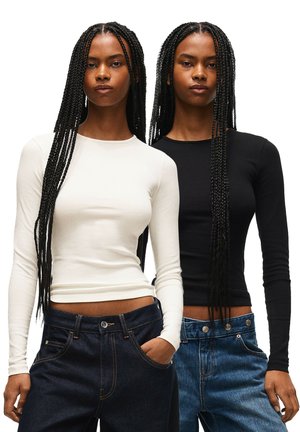 Bershka, LONG SLEEVE - 2-PACK OF T-SHIRTS - Maglietta a manica lunga - white