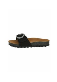Pantolette flach - black nubuc