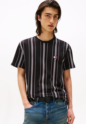 Tommy Jeans STRIPE JERSEY CREW NECK T-SHIRT - T-Shirt print - black