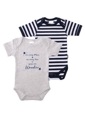 2ER PACK WUNDER - Body - grau melange/marine gestreift