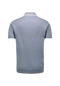 Korte mouwen polo shirt in lichtgrijze katoen met een geribbelde kraag, voorzien van witte accenten, effen kleur en een getailleerd ontwerp.