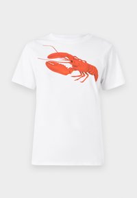 PCMOLLY O NECK TEE - T-shirt imprimé - bright white