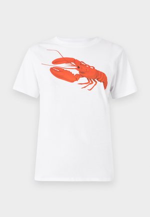 Pieces PCMOLLY O NECK TEE - T-shirt con stampa - bright white