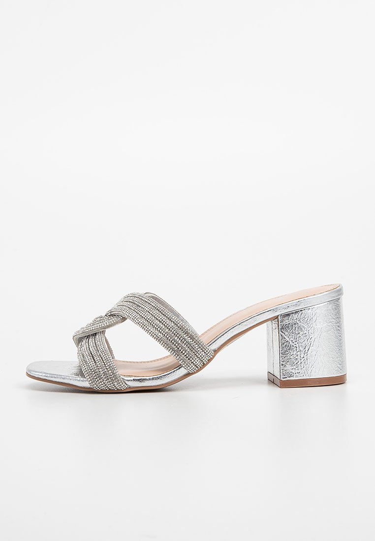Dune London Muiltjes met hak zilverkleurig Dune London Muiltjes met hak zilverkleurig