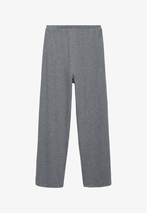 Grijze, katoenen wijde broek met een elastische tailleband, met een gladde textuur en een eenvoudig, ongecompliceerd ontwerp.