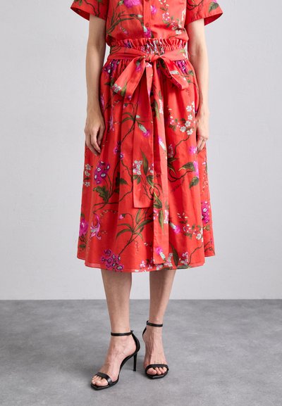 Erdem MIDI SKIRT WITH GATHERED WASIT - A-snit nederdel - poppy