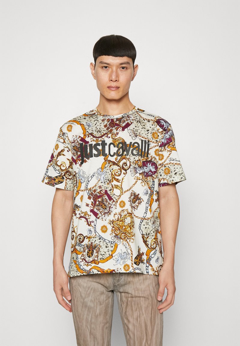 Just Cavalli T-shirt bambino con stampa logata panna main image 0