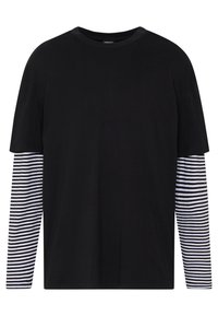 DOUBLE LAYER STRIPED TEE - Topper langermet - black