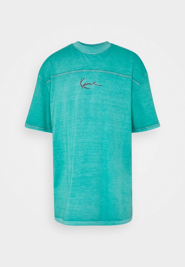 SMALL SIGNATURE WASHED TEE UNISEX - Camiseta estampada - turquoise