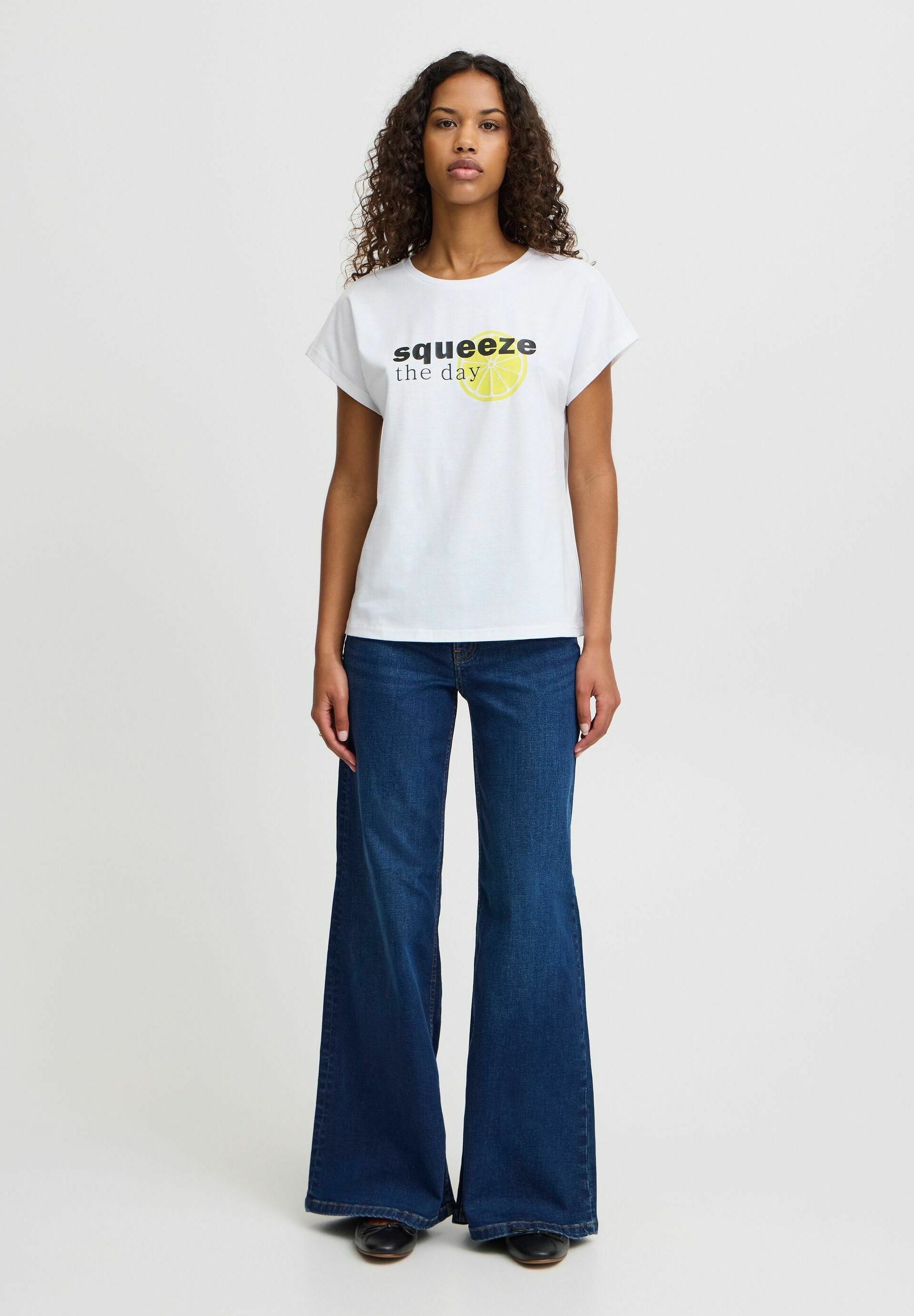 売れ筋商品|||イチ Tシャツ レディース トップス IXJANET - Print T-shirt - cloud dancer w lemon ICHI IXJANET - T-shirt print - cloud dancer w lemon/wit
