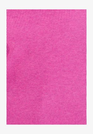 Tejido acanalado de un color rosa brillante, con rayas verticales que crean una apariencia texturada. Material suave con un ligero estiramiento.