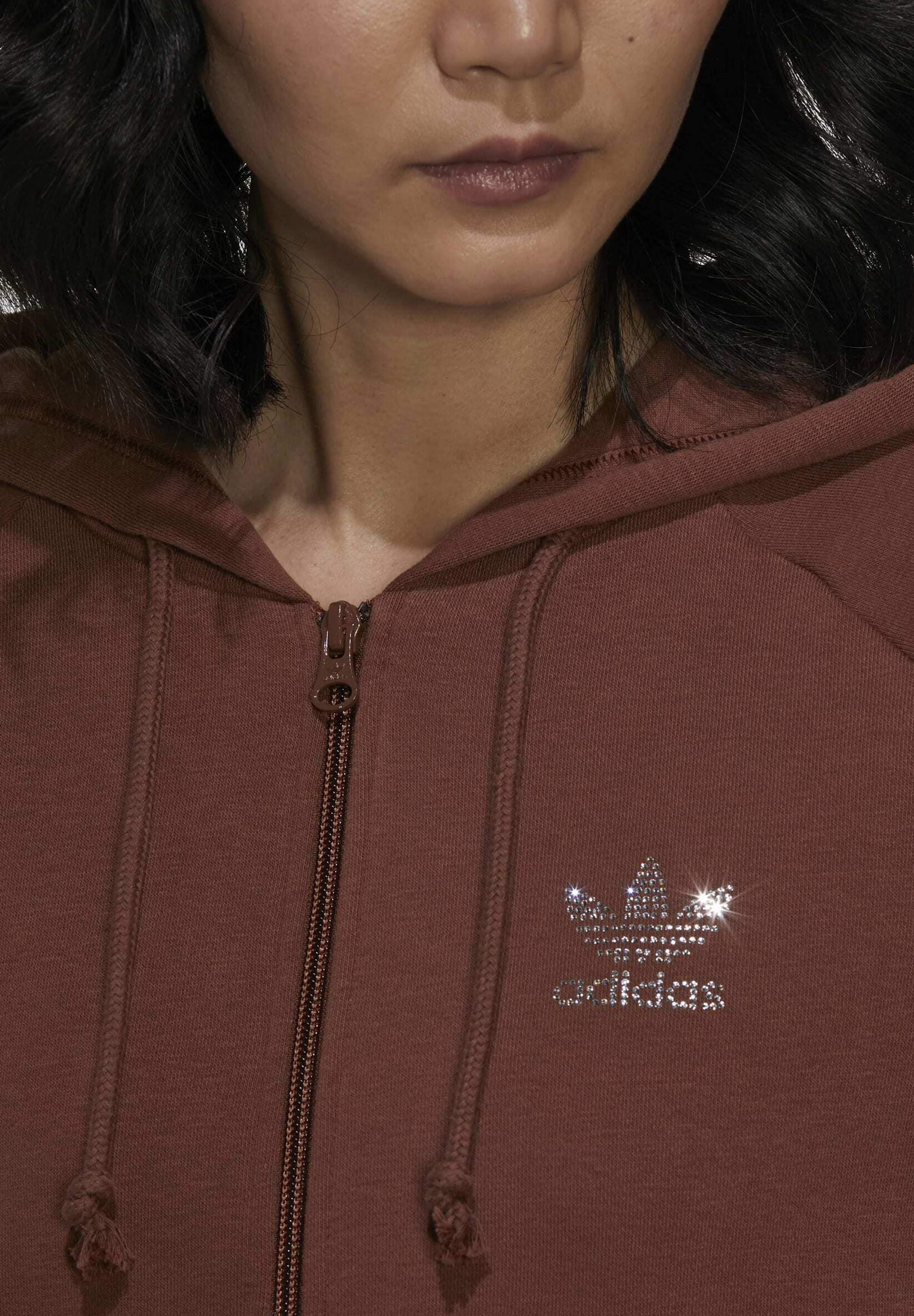 Sudadera con capucha Cropped (Tallas grandes) - Marrón adidas | adidas  España