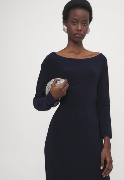 Norma Kamali LONG SLEEVE DROP SHOULDER SIDE SLIT GOWN - Jersey dress - true navy