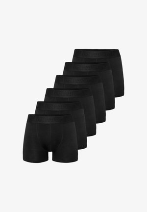 Shorts de boxe noirs en pack de six, fabriqués en tissu mélangé coton, avec une ceinture tissée douce et un logo en relief.
