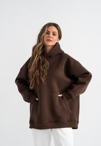 MIRONS Felpa con cappuccio - brown