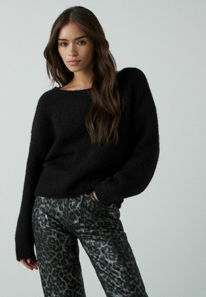 REGULAR FIT SOFT TOUCH BARDOT OFF THE SHOULDER - Svetrík - black