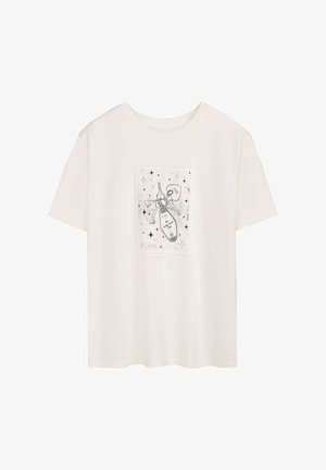 T-shirt blanc avec un graphique sur le devant représentant un porte-clés tenant plusieurs clés et une étiquette portant l'inscription "The Lucky Duck Club 13", entourée d'étoiles.