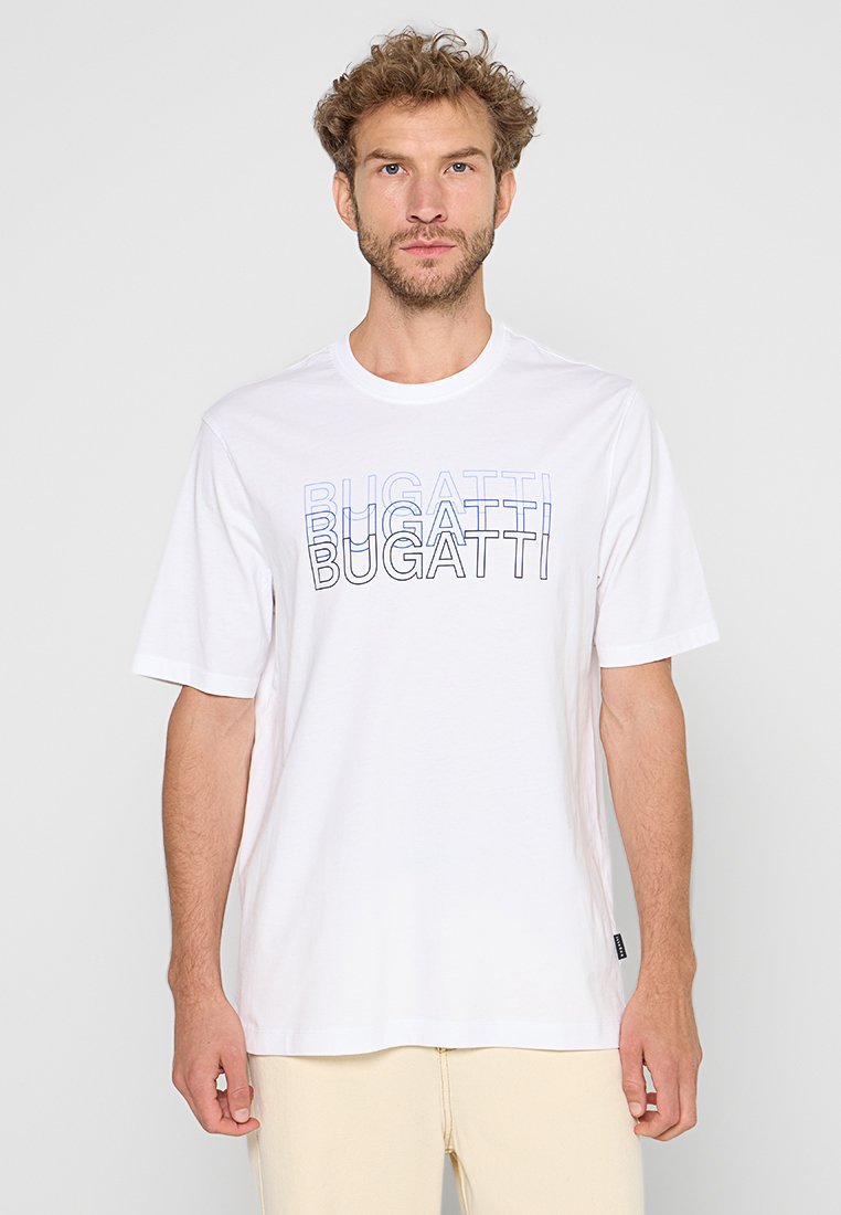 Bugatti T-shirt print wit Bugatti T-shirt print wit