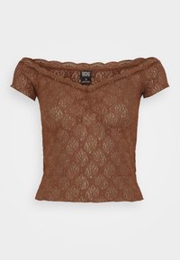 RHIA CAP SLEEVE - Marškinėliai su spaudiniu - choc