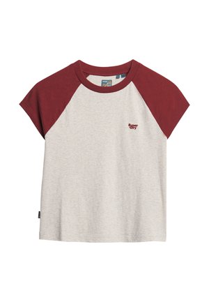 Superdry & Co ESSENTIAL LOGO RAGLAN - T-Shirt print - rich burgundy glacier grey