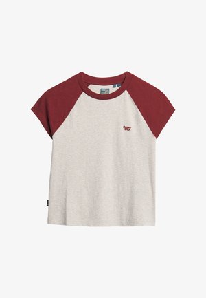Superdry & Co ESSENTIAL LOGO RAGLAN - T-shirt print - rich burgundy glacier grey