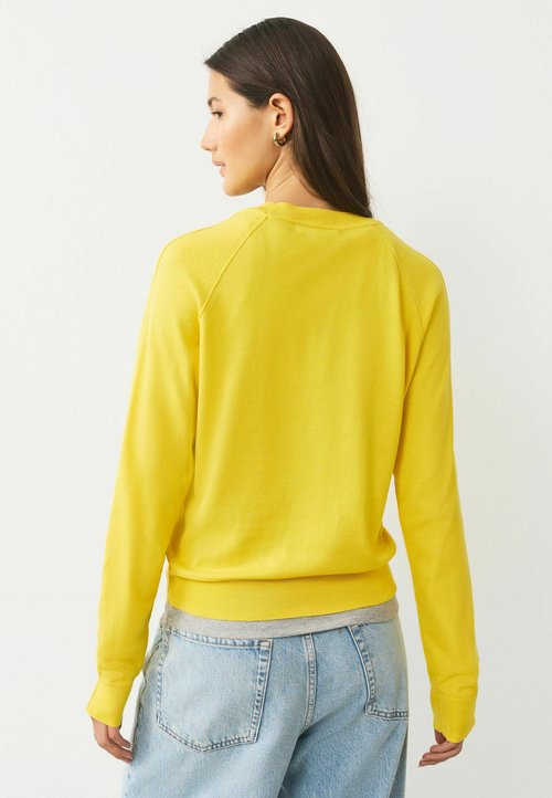 Pull Femme NEXT - Coton Jaune, Motif LOVE, Manches Longues, Taille M